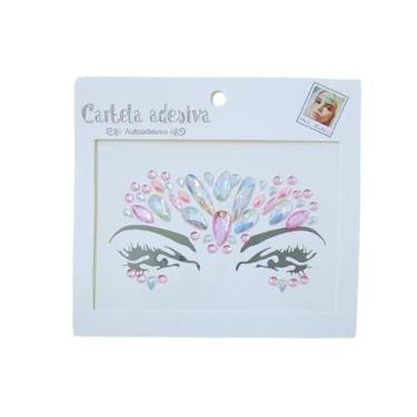 Imagem de Adesivo Para o Rosto Rosa Claro Cristal "Modelo 40" Festas Carnaval - 