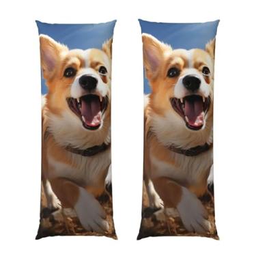 Imagem de Capa de travesseiro corporal com zíper oculto, fronha longa de microfibra macia e respirável para travesseiro corporal, capas de travesseiro de corgi de corrida para dormir, presente de cama, 50 x 137