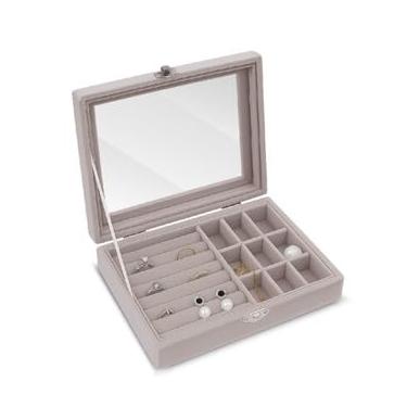 Imagem de Organizador de Joias com Tampa, Maleta para Colares, Anéis e Pingentes, Rosa (Cinza)