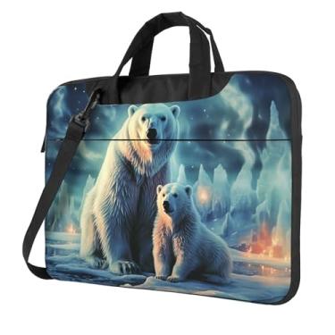 Imagem de Capa para laptop Polar Bears Northern Lights capa para computador à prova de choque protetora para notebook bolsas para laptop masculinas e femininas, Preto, 15.6 inch