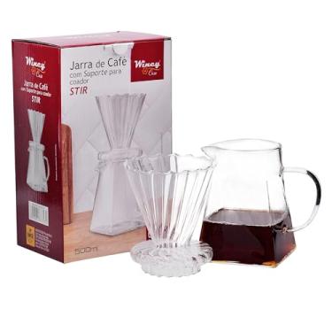 Imagem de Cafeteira Pour Over Com Suporte E Coador De Vidro 500ml - Preparo De Café Filtrado Com Design Elegante - Wincy - VDA15016