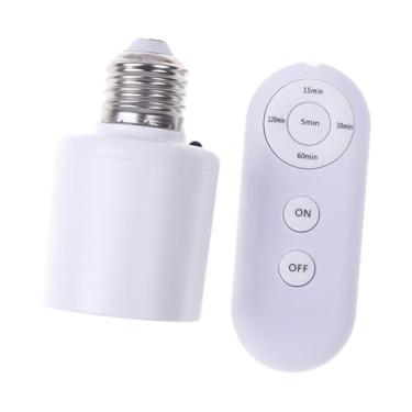 Imagem de KiBcsLic Suporte de lâmpada com controle remoto Suporte de lâmpada de longa distância Base de interruptor inteligente Adaptador de base de para garagem,
