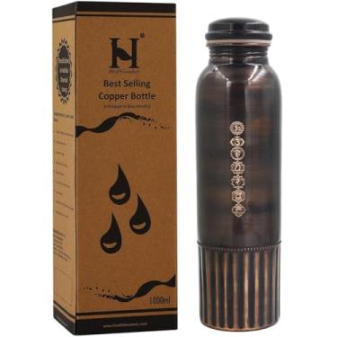 Imagem de Garrafa de cobre puro, acabamento antigo, 7 chakras, capacidade de 950 ml para benefícios de saúde Ayurveda