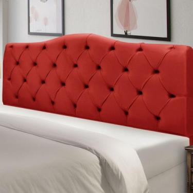 Imagem de Cabeceira de Cama Box Madeira Estofada Casal Veneza - D'Julia, Vermelh