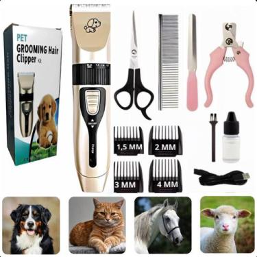 Imagem de Kit Profissional Tosa Pets  Máquina de Cortar Pelo Silenciosa BIVOLT -