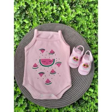 Imagem de Conjunto Sandália Com Body Alcinha Fruta Bebe Menina Roupa Verão Estam