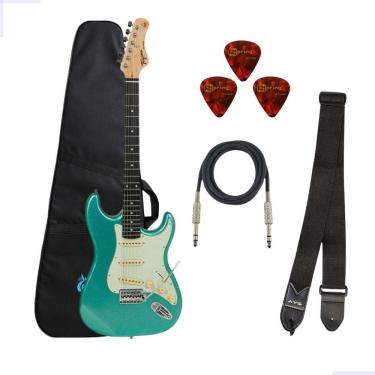 Imagem de Kit Guitarra Tagima Strato Tg500 Msg Metallic Surf Green