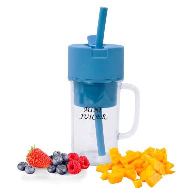 Imagem de Mini Liquidificador Portátil Shake Suco Juice Cup Caneca Cabo Usb Azul