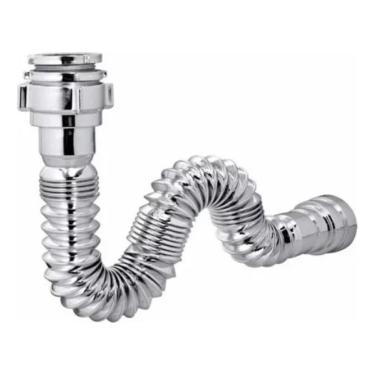 Imagem de Sifão Cromado Metal Sanfonado de Pia Cuba Bancada Para Cozinha e Banheiro SIF-C