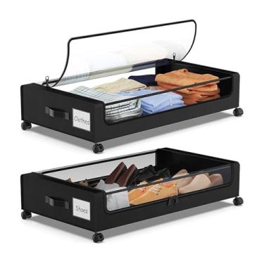 Imagem de Luocute Sob Armazenamento da Cama Com Rodas, Armazenamento Subordinado de Duas Camadas de Camada para Roupas, Sapatos Com Economia de Espaço de Contêineres Versáteis (2pcs)