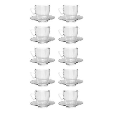 Imagem de Jogo 10 Xícaras Café C/ Pires 220mL Transparente Mesa Posta - TODO DIA