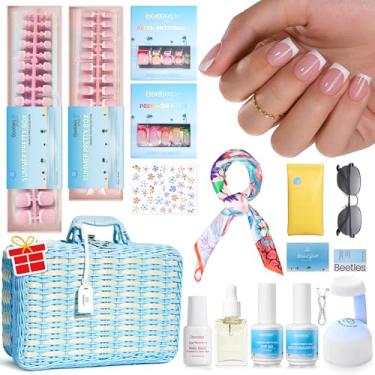 Imagem de Beetles X Press Plus on Nails Kit de verão bonita caixa com cesta de piquenique, tudo em um kit de unhas francesas de verão com géis de unhas e ferramentas, o melhor presente para meninas e mulheres