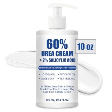 Imagem de Creme de ureia 60% mais 2% de ácido salicílico para pés força máxima - Loção para pés secos e rachados, cotovelos, joelhos, calcanhares, mãos, hidrata os cuidados com os pés para amaciar e hidratar