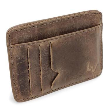 Imagem de Carteira De Couro Rústico Masculina Fina Slim Cartões Cnh - Le Voyage