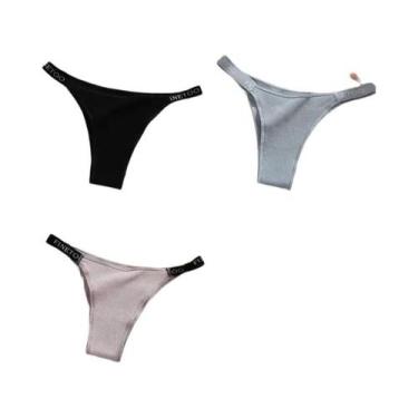 Imagem de Conjunto De 3 Calcinhas Femininas De Algodão, Tanga Sexy, Lingerie Ínt