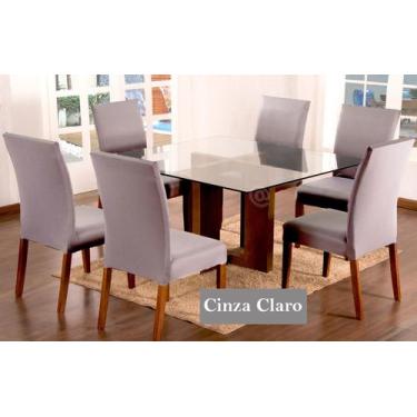 Imagem de Kit 6 Capas Para Cadeira Jantar Malha Com Elástico - FF Enxovais, cinz