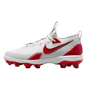 Imagem de Nike Chuteiras de beisebol Force Trout 9 Elite MCS (FZ8643-100, Summit White/Hemp/Black/Royal Pulse), Branco/platina pura/vermelho de equipe/vermelho universitário, 10.5