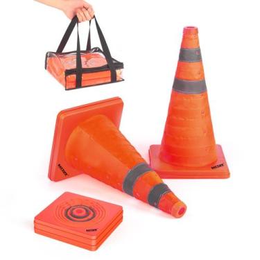 Imagem de Cones de segurança de trânsito BATTIFE de 18 polegadas laranja pacote 