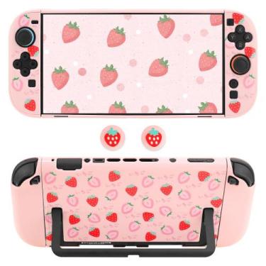 Imagem de Capa acoplável RHOTALL Pink Strawberry para Nintendo Switch 2