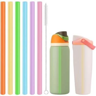 Imagem de Canudos de substituição compatíveis com garrafa de água Owala Freepsip 680 g, 947 ml, peças de reposição para Owala Free Sip Sway, 850 g, inclui 6 canudos sem BPA e 1 escova de limpeza