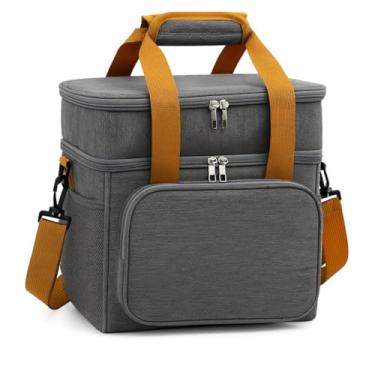 Imagem de Bolsa Térmica Marmita Lancheira para Academia Passeio Cerveja Praia Bebida Camping Masculina Feminina Fitness Academia Trabalho Necessaire (CINZA)