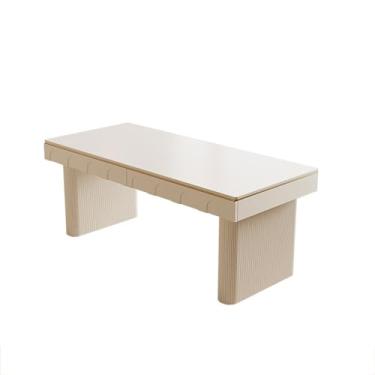 Imagem de ZzleoyuUUs-12 Mesa de suporte para sentar, mesa de vento creme, placa de pedra branca pura para casa, moderna, simples, mesa de computador, pequena sala de estudo, mesa de estudo (120 * 60 * 75 cm)