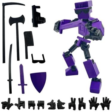 Imagem de enttgo (Montagem concluída) Figura de ação Mini-13 com impressão 3D de 17 cm, brinquedo móvel mecânico de corpo inteiro, vários acessórios, decoração de mesa, presentes criativos (roxo)