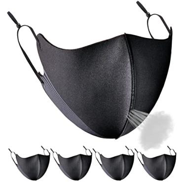 Imagem de Máscara facial respirável, tecido preto reutilizável, lavável, confortável, máscara para homens e mulheres, protetor solar UV leve para atividades ao ar livre, esportes, academia, trabalho, escola