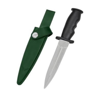 Imagem de TIETHEKNOT Faca de borracha segura para adaga falsa com bainha acessório de cosplay inofensivo adereços de Halloween 26 cm de comprimento (verde)