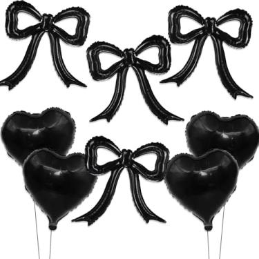 Imagem de Conjunto de balões de alumínio com laço preto – 4 peças de balões azuis de festa para aniversário de meninas, chá de bebê de princesa, chá de panela de praia, decoração de aniversário guingão