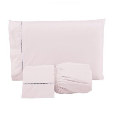 Imagem de Jogo de Lençol Casal 3 Peças Percal 400 Fios 100% Algodão Acetinado Po