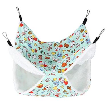 Imagem de Rede de gaiola para animais de estimação pequena cama suspensa quente macia beliche de camada dupla aconchego com bolsa para hamster, furão chinchila porquinho-da-índia (G)