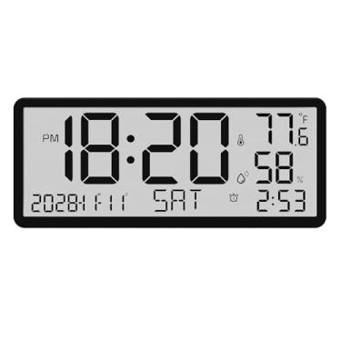 Imagem de Relógio de parede digital grande, despertador operado por bateria, relógio digital para pendurar, relógio de parede grande, tela LCD alimentado por bateria, relógio de parede grande com dígitos