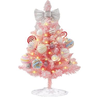 Imagem de Árvore de Natal HOMDAILY Mini Pink 60cm com enfeites e saia
