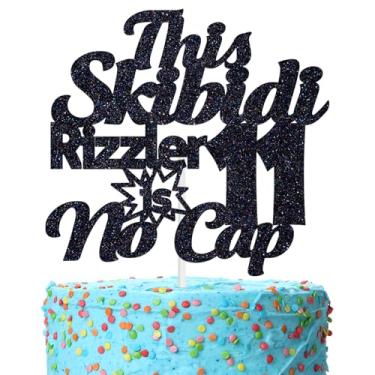 Imagem de This Skibidi Rizzler is 11 No Cap Cake Topper, Bro I'm 11, Funny Modern Z 11 Years old Cake Decor, 11th Birthday Party Decoration Supplies, Black Glitter