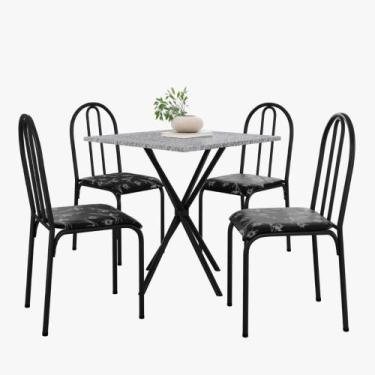 Imagem de Kit Mesa Diamante 544 Sala de Jantar 4 Cadeiras Pés Tubular - Loja Doc