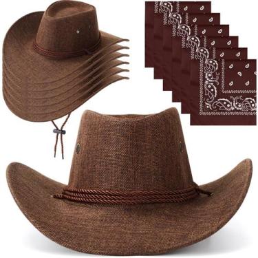 Imagem de Acessório de fantasia: chapéu de cowboy e bandana Zhanmai, 12 peças