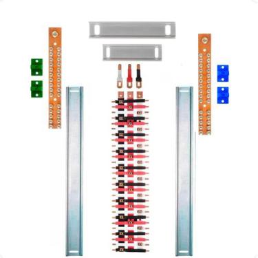 Imagem de Kit Barramento Trifásico Isolado 100A para 56 Circuitos com Placa de P