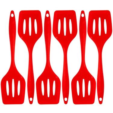 Imagem de Espatula De Silicone Vazada Vermelha Grande Kit 06 Un