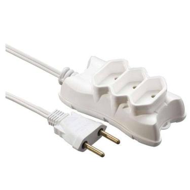 Imagem de Extensão Tripla Mini 3 Tomadas 2p 3 Metros 10a Branca - Pvc - Mectronic