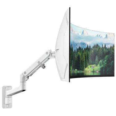 Imagem de monTEK Suporte de parede de monitor único de 43.2-124.5 cm para tela Ultrawide de até 20 kg, braço de monitor resistente de alumínio premium com braço de mola a gás ajustável, suporte VESA 75x75