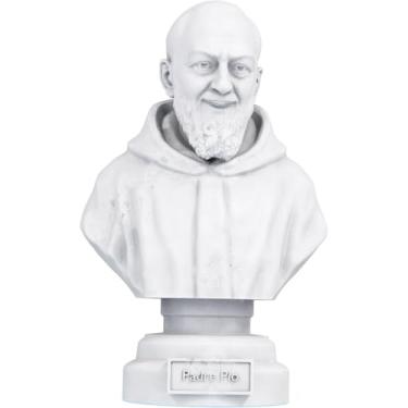 Imagem de Estátua Busto Padre Pio (Cor Mármore)