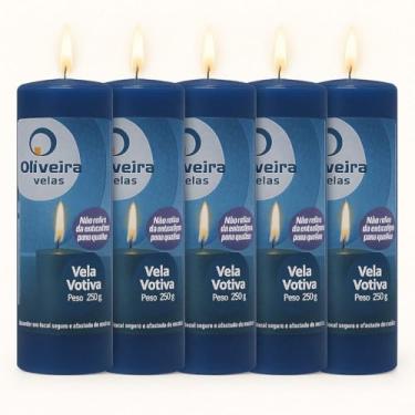 Imagem de Vela7 Dias Branca 250g de Parafina Pura - Pacote com 5 Unidades (Tradicional, azul)