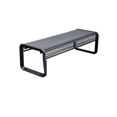 Imagem de URGDWEKJY Entryway Furniture Park Banco externo quadrado comunidade banco duplo ferro ao ar livre lazer cadeiras ao ar livre (B 180 cm)