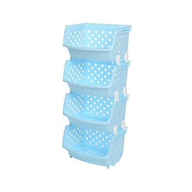 Imagem de Prateleira de cozinha Suporte de frutas e vegetais Rack de armazenamento de chão empilhável multifuncional cesta de vegetais multicamadas (cor: E, tamanho: 35,831,288 cm)