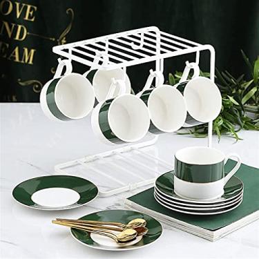 Imagem de AKALNNB Caneca de café Miao Phnom Penh Conjunto de xícara de café e pires de cerâmica conjunto de chá da tarde conjunto de café com suporte de xícara de chá