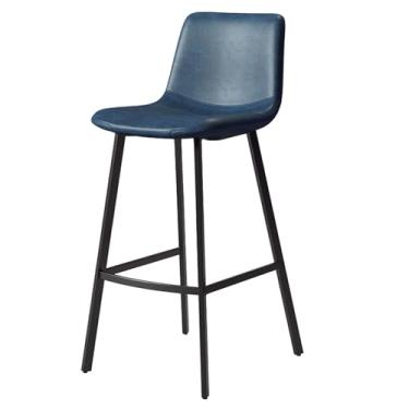 Imagem de Banquetas de bar de couro falso com encosto e apoio para os pés café da manhã balcão de cozinha cadeiras de bar cadeiras de cozinha bancos de bar, para sala de jantar (cor: pernas douradas bege