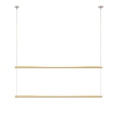 Imagem de CUTPOIY Rack e suporte de exibição de loja de roupas, poste de teto suspenso de camada dupla, vitrine de loja de roupas, poste de exibição comercial (amarelo dourado 80 cm)