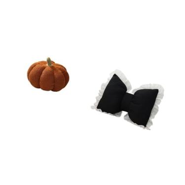 Imagem de Fenteer Almofada de Pelúcia com Laço de Abóbora de Halloween, Almofada Decorativa para Sofá, Cama, Quarto, Sala de Estudo, Cadeira de Escritório, Decoração Mo