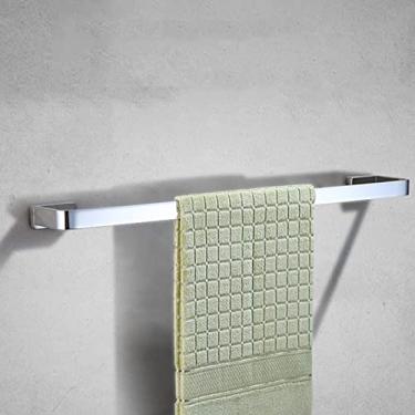 Imagem de DSeenLeap Barra de toalha individual montada na parede, cabide de toalha de cobre para casa de banho e cozinha, 4 tamanhos: 30 cm, 40 cm, 50 cm, 60 cm, barra de toalha lisa prateada (60 cm)